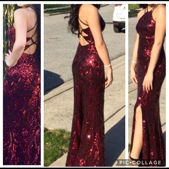Morgan & Co. Dresses & Skirts - Morgan & Co Merlot Sequin Dress Size 1/2